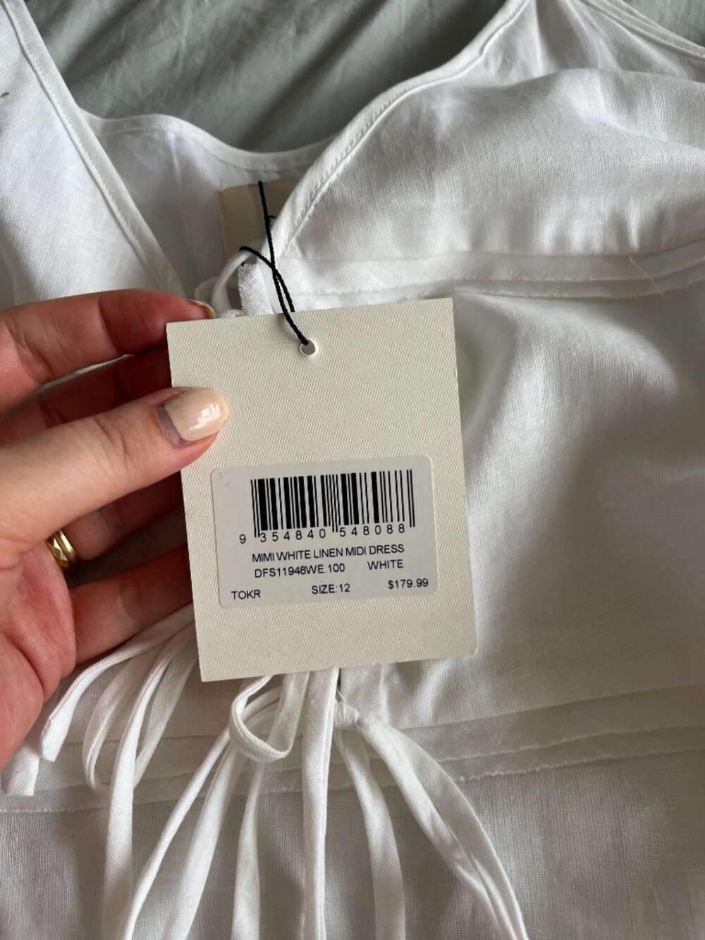 DISSH Mimi White Linen Midi Dress NWT Size 8/12 - Picture 4 of 5